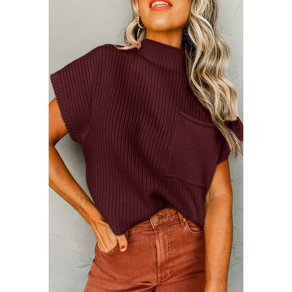 Plusashion Vibrant Mineral Red Ribbed Sweater - Stylish & Cozy Fit!