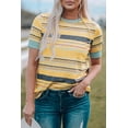 thumbnail image 1 of Plusashion Vibrant Multicolor Stripes Crew Neck Tee - Stylish Fall Essential!, 1 of 8