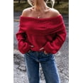 thumbnail image 1 of Plusashion Vibrant Red Off-Shoulder Sweater - Sizes US 4-18, 1 of 8