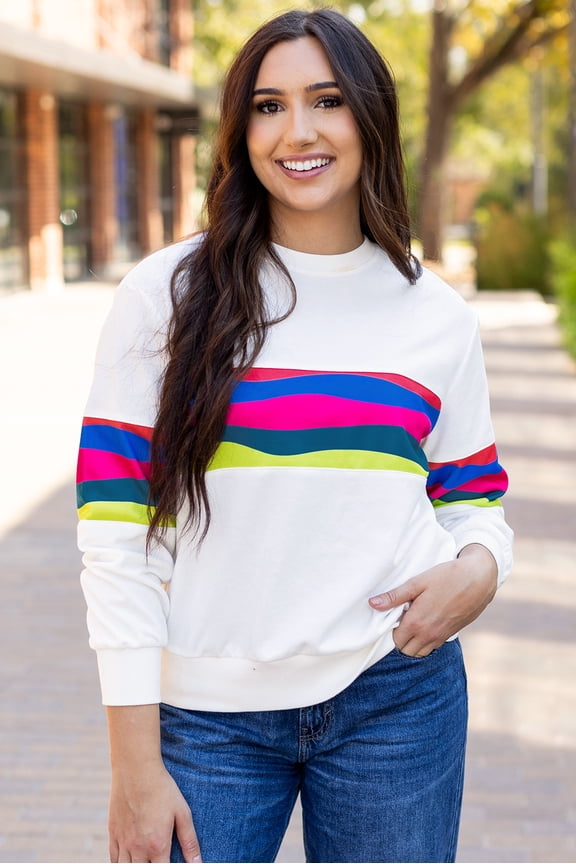 Vibrant Striped Long Sleeve Tee - Effortless Chic for Every Day!