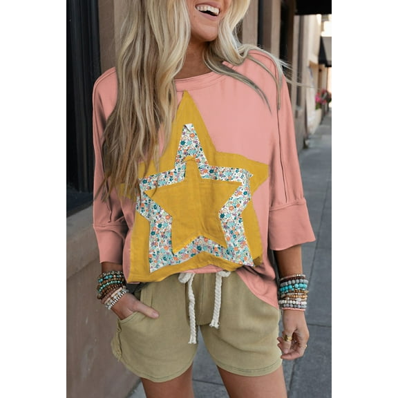 Plusashion Vintage Floral Starbust Tee - Easy Fit, Sizes 4-18