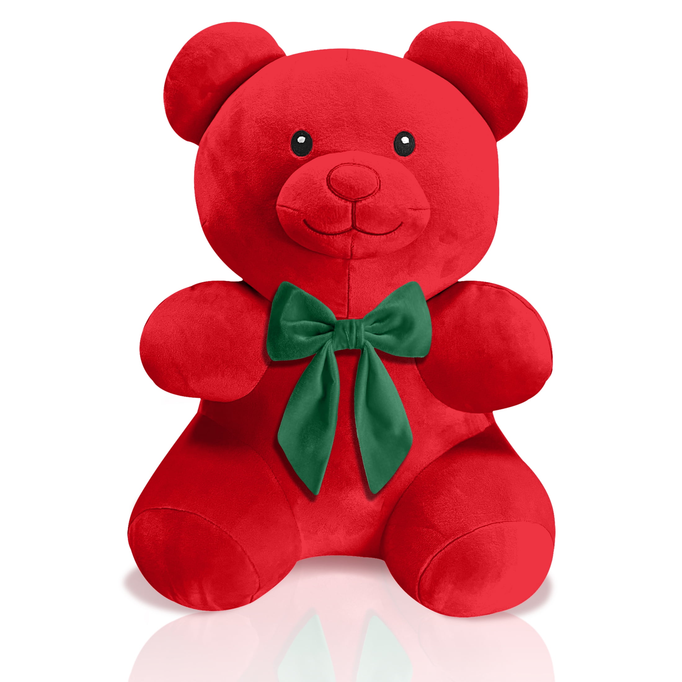 Plush Red 16 inch Gummy Bear with Green Bow, By Holiday Time