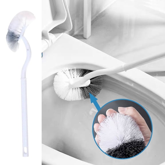 Plush 39CM Toilet Curved Design Toilet Brush Small Size Holder Easy To Hide Storage Space Proof Easy To Assemble