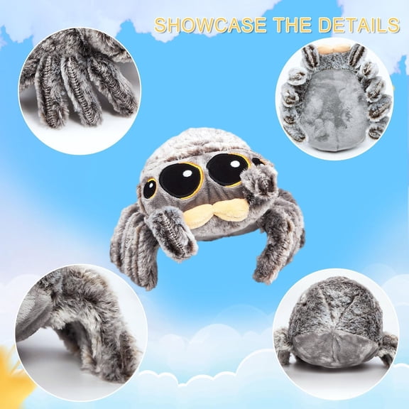 Plush 6.9 Inch Stuffed Animal - Cute Spider Plush Toy, Great Jumping Plush, Soft and Comfortable, Perfect Gift, Adorable Decorative Plush, Easy to Carry, High-Quality Fabric