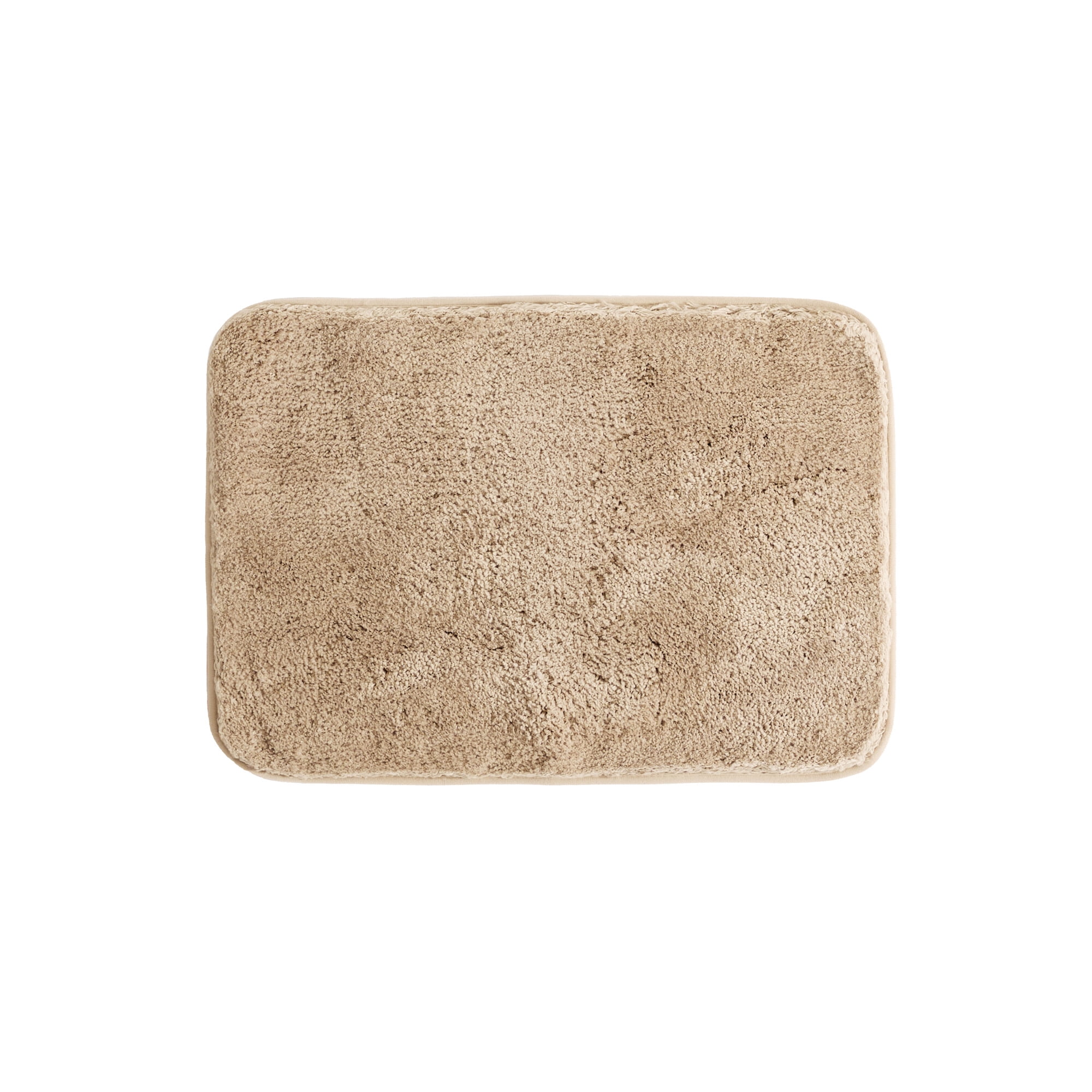 Plush Absorbent Bath Mat Rug with Anti-Skid Rubber Backing, 24 x 17, Mocha, by Noble Linens
