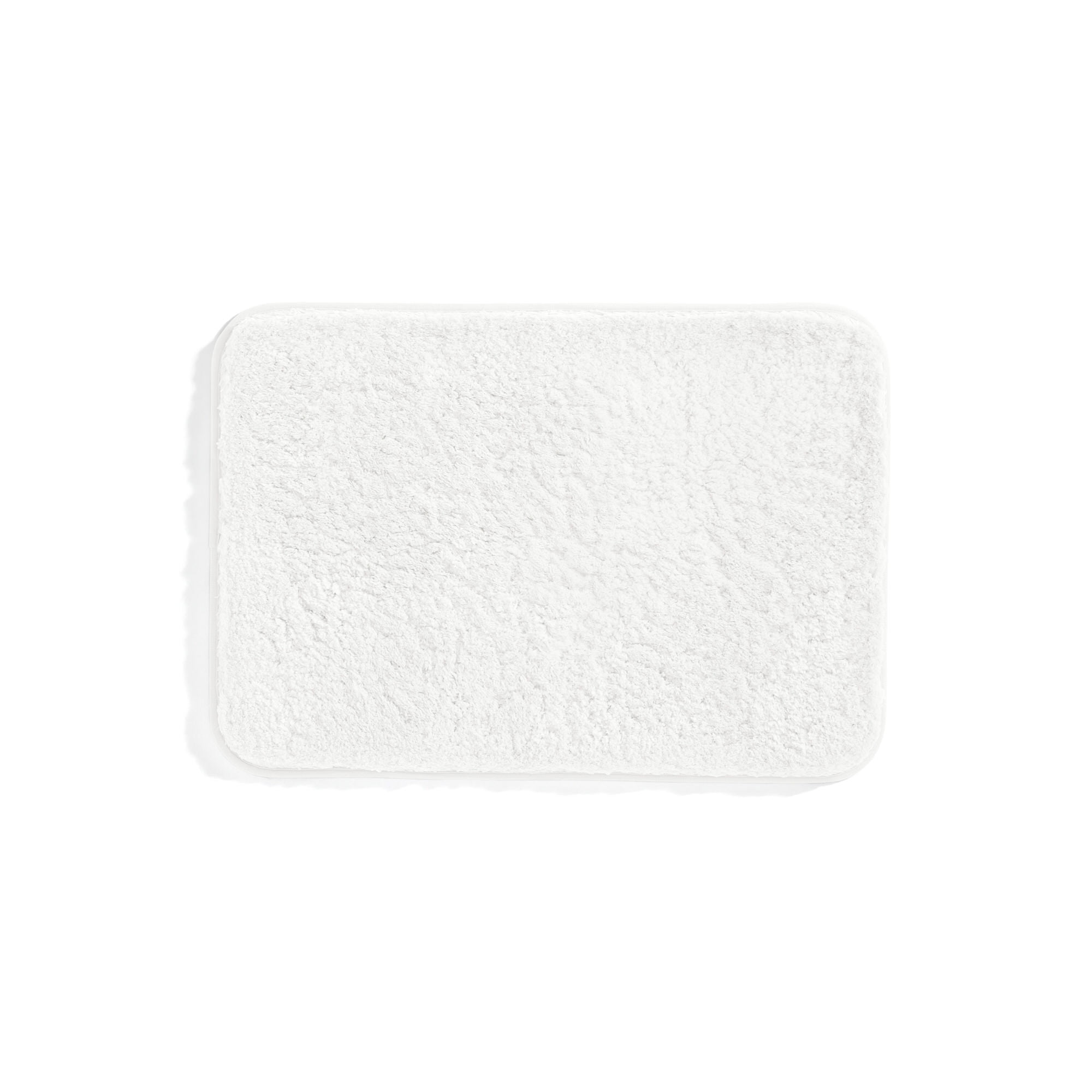 Plush Absorbent Bath Mat Rug with Anti-Skid Rubber Backing, 24 x 17, White, by Noble Linens
