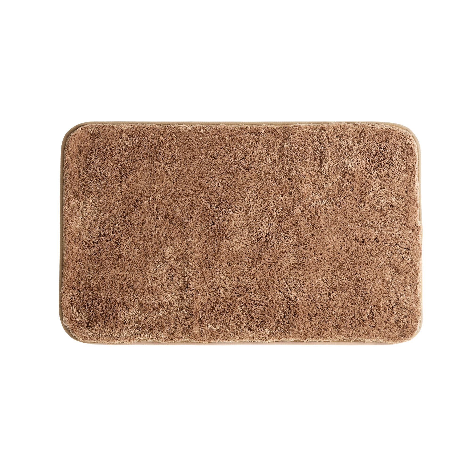 Plush Absorbent Bath Mat Rug with Anti-Skid Rubber Backing, 34 x 21, Mocha, by Noble Linens