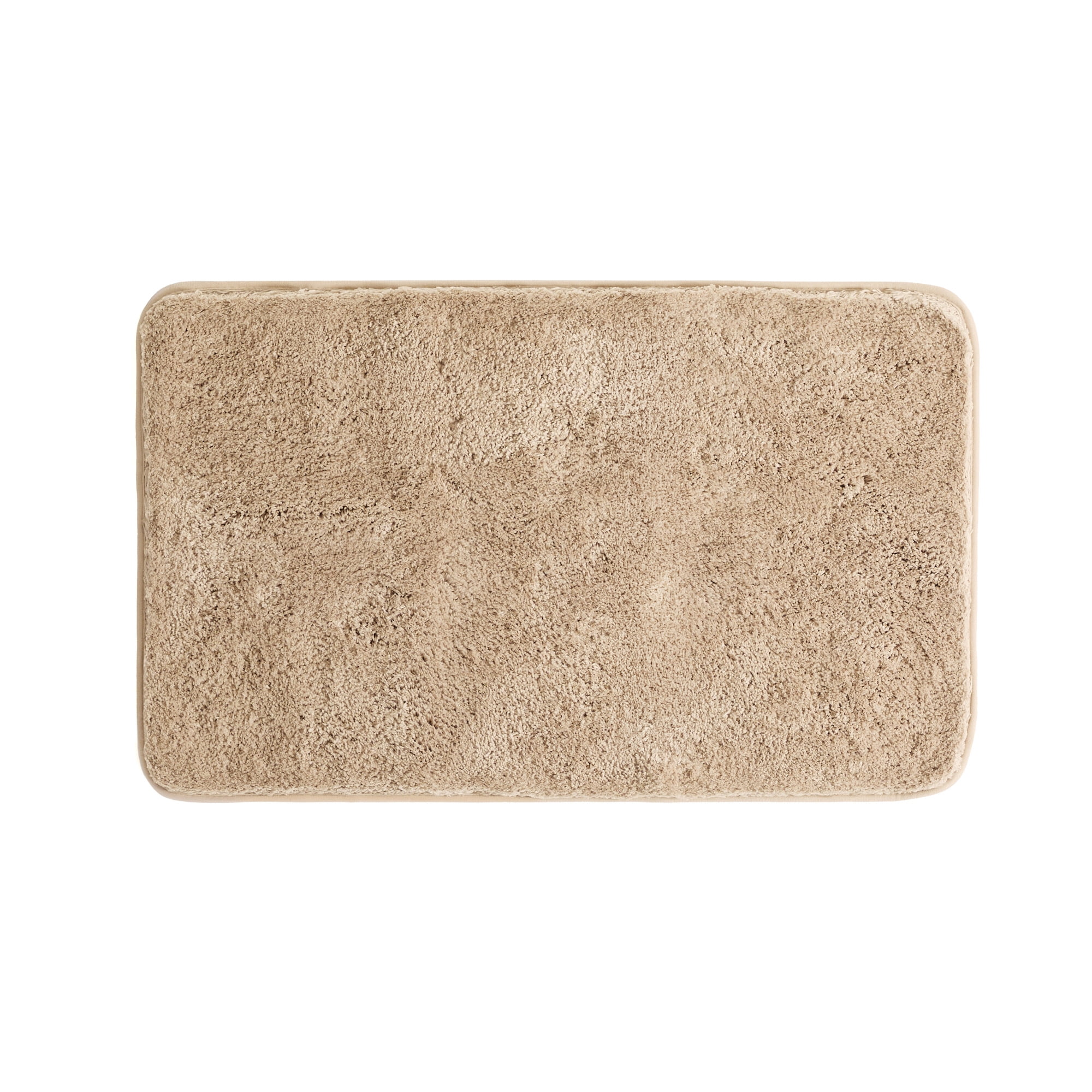 Plush Absorbent Bath Mat Rug with Anti-Skid Rubber Backing, 34 x 21, Tan, by Noble Linens