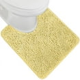 thumbnail image 1 of Plush Absorbent Shaggy Chenille Bath Rug Mat for Toilet Base with Rubber Backing, Machine Washable, Microfiber Bathroom Contour Mats for Toilets, Bath Room Decor, Oval, 22.5x19.5, Yellow, 1 of 6
