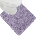 thumbnail image 1 of Plush Absorbent Shaggy Chenille Bath Rug Mat for Toilet Base with Rubber Backing, Machine Washable, Microfiber Bathroom Contour Mats for Toilets, Bath Room Decor, Oval 22.5x19.5 Lt Purple, 1 of 6