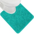 thumbnail image 1 of Plush Absorbent Shaggy Chenille Bath Rug Mat for Toilet Base with Rubber Backing, Machine Washable, Microfiber Bathroom Contour Mats for Toilets, Bath Room Decor, Oval 22.5x19.5 Turquoise, 1 of 6