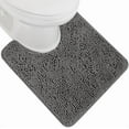 thumbnail image 1 of Plush Absorbent Shaggy Chenille Bath Rug Mat for Toilet Base with Rubber Backing, Machine Washable, Microfiber Bathroom Contour Mats for Toilets, Bath Room Decor, Oval, 22.5x19.5, Grey, 1 of 6