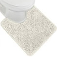 thumbnail image 1 of Plush Absorbent Shaggy Chenille Bath Rug Mat for Toilet Base with Rubber Backing, Machine Washable, Microfiber Bathroom Contour Mats for Toilets, Bath Room Decor, Oval, 22.5x19.5, Ivory, 1 of 6
