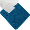 thumbnail image 1 of Plush Absorbent Shaggy Chenille Bath Rug Mat for Toilet Base with Rubber Backing, Machine Washable, Microfiber Bathroom Contour Mats for Toilets, Bath Room Decor, Square, 22.5x19.5, Blue, 1 of 6