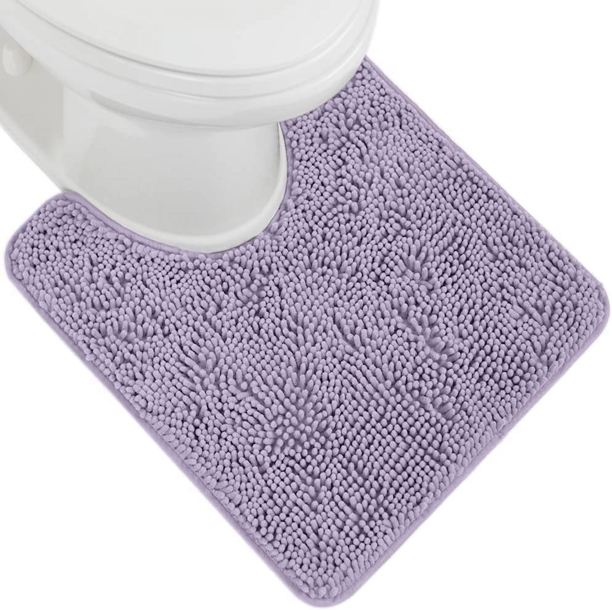 Plush Absorbent Shaggy Chenille Bath Rug Mat for Toilet Base with