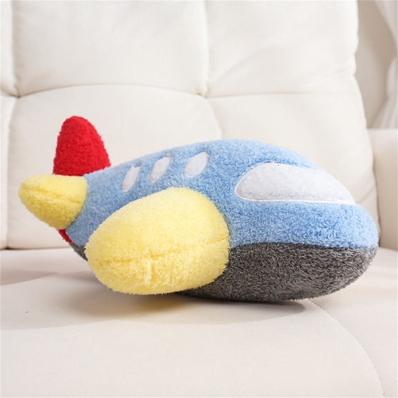 Plush Airplane Toy, Cartoon Pillow, Cute Blue and Yellow Plane Stuffed Animal for Kids Bedroom Decor, Soft and Cuddly Aviation Theme Companion Gift for Children