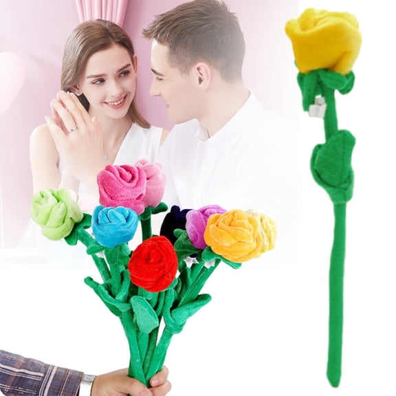 Plush Artificial Flower 1 Piece, Soft Faux Red Bloom with Foldable Stem for Home Decor, Cute Floral Decoration for Bedroom Party Gift, Lightweight Cotton Simulation Flower, Yellow, By Harlik