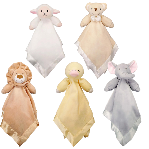 Plush Baby Lovey, Security Blanket Bundle 18x18" 5 Pack Bundle