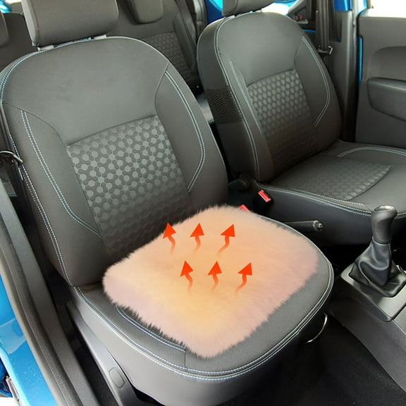 Plush Backless Car Seat Cushion, Soft Fleece Non-Slip Chair Pad for Office Stadium Travel and Wheelchair Use(Beige,2pc)