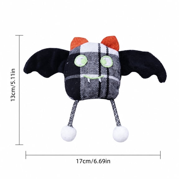 Plush Bat Catnip Toy with Squeaker and Crinkle Paper Interactive Halloween Party Favors Toy for Instinct Stimulation and Holiday Pet Entertainment
