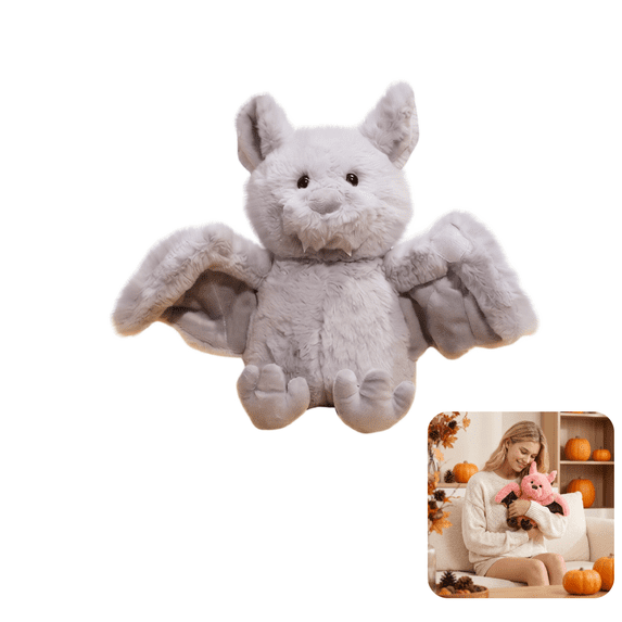 Plush Bat Stuffed Animal Plush Toy Halloween Bat Decor Bedtime Toys for Kids (Gray)