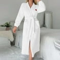 thumbnail image 1 of Plush Bathrobe For Women Fleece V Neck Heart Print Fleece Fuzzy Nightgown Thermal Comfy Home Wear With Pockets (XL, White), 1 of 8