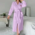 thumbnail image 1 of Plush Bathrobe For Women Fleece V Neck Heart Print Fleece Fuzzy Nightgown Thermal Comfy Home Wear With Pockets (XXL, Purple), 1 of 8