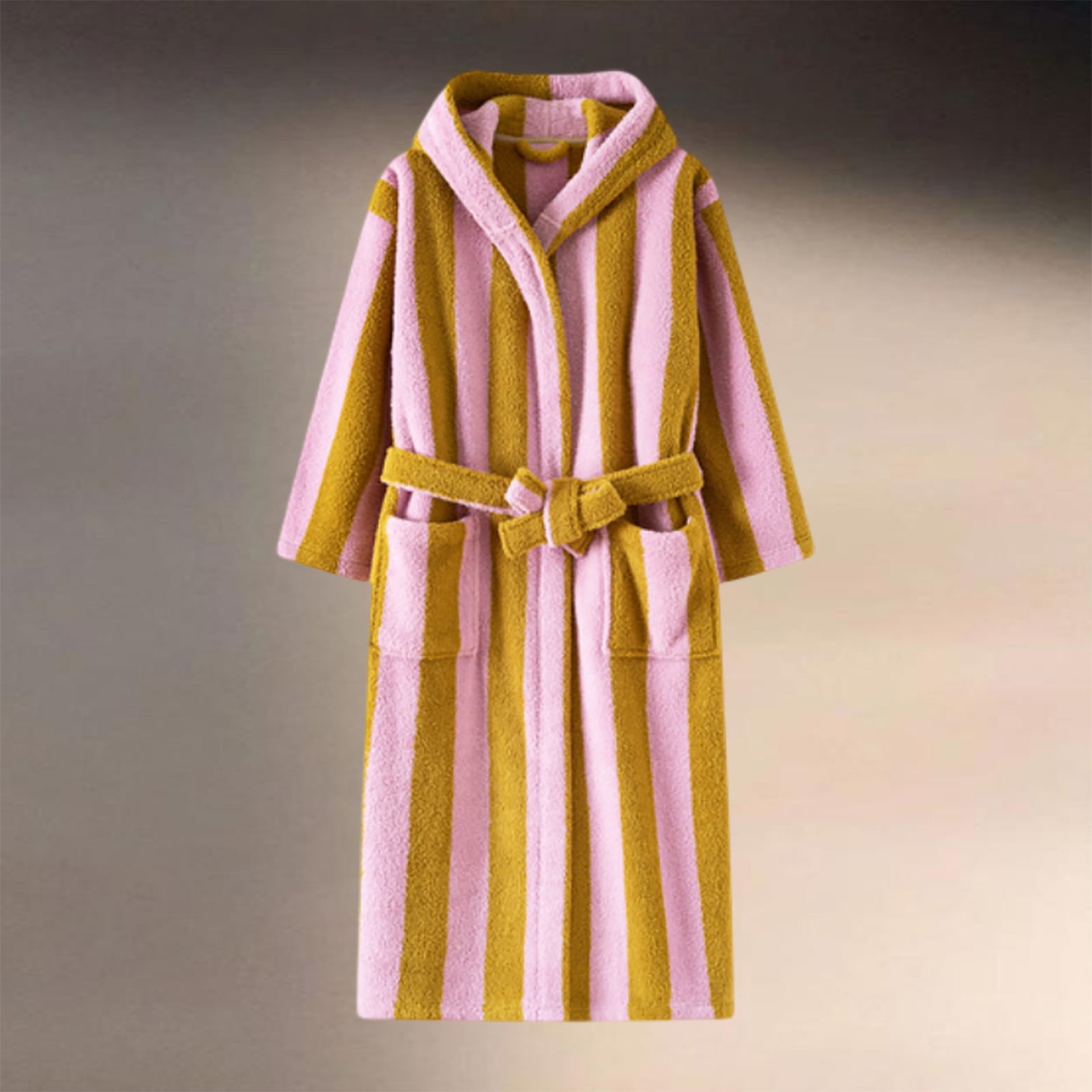 Plush Bathrobes For Men Winter Warm Long Sleeve Fleece Long Robes Cozy Loungewear (Coffee M)