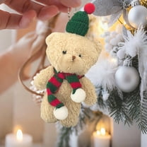 Plush Bear Christmas Decorative Ornament - Cute Stuffed Bear Hanging Accessory, Mini Christmas Tree & Small House Decor, Perfect Desktop & Photo Decoration for Holiday Celebrations, 4.72*3.35in, B