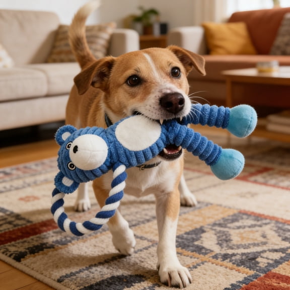 Plush Bear Dog Chew Toy 12.2" Interactive Squeaky Dispensing Puzzle Toy Wear Resistant Boredom Relief Plaything for Small Medium Large Dogs
