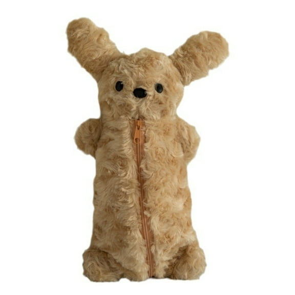 Plush Bear Pen Pouches for Women Student Large Capacity Zippered Pen Organizers