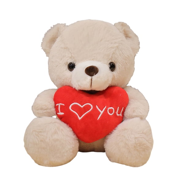 Plush Bear with Red Heart I Love You 11" Cute Small Bear Soft Stuffed Animal Plush Doll for Valentines Wedding Anniversary Birthday Gift for All(White)