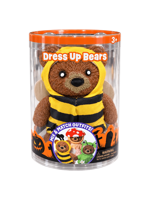Plush Bear Squeeze Toy with Removable Bee Costume, Interactive Soft Dress Up Bear Stress Relief Fidget Toy for Office Desk, 1 Pack
