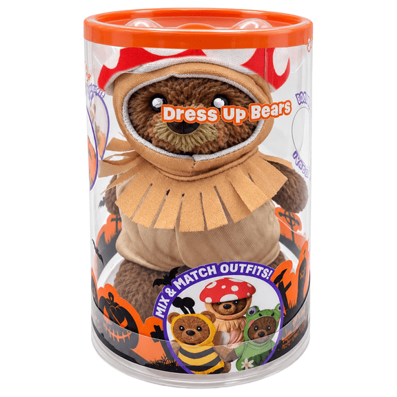 Plush Bear Squeeze Toy with Removable Mushroom Outfit, Interactive Soft Dress Up Bear Stress Relief Sensory Toy for Desktop Decor, 1 Pack
