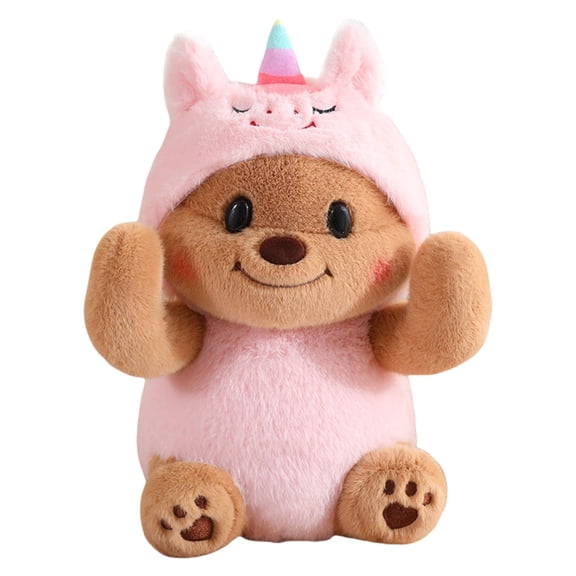 Plush Bear with Cartoon Hat Fun Colored Cartoon Rabbits Stuffed Fun Stuffed Toy Photo Props