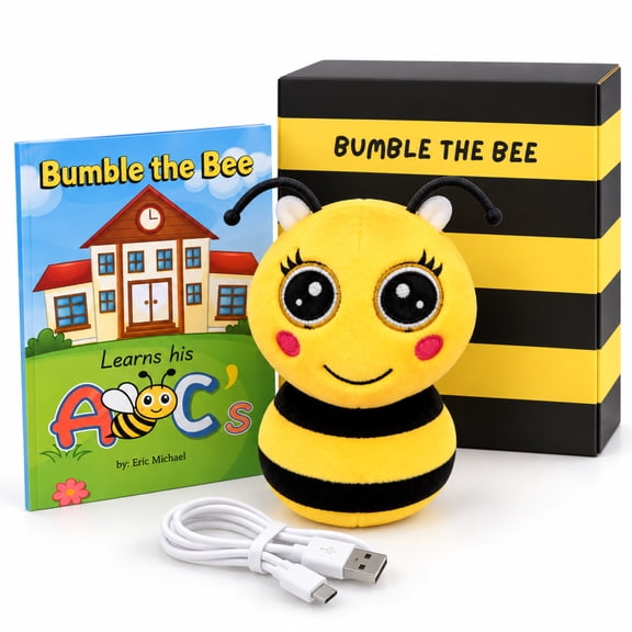 Breezy Interactive Recordable Plush Toy Set with Alphabet Storybook Preloaded ABC Song and USB Cable for Children Language Learning