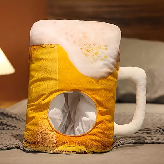Plush Beer Mug Hat - a Fun Accessory for Christmas Parties, Soft Costume Prop Suitable for Valentine'S Day, New Year, Parties, And Spring/Summer Seasons