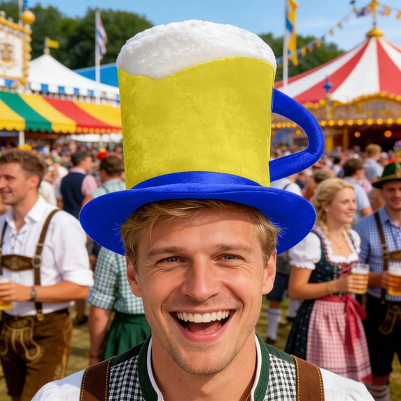 Plush Beer Mug Hat For Oktoberfest And Costume Parties Comfortable Fabric Party Accessory For Halloween And Birthday Celebrations Fun And Unique Design For Photo Booths Multi Home Decor
