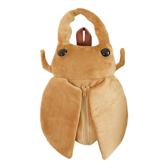 Plush Beetle Backpack Brown Insect Design Soft Lifelike Beetle Stag Bag for Women HJJLRH
