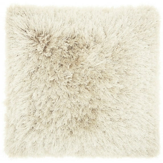 Plush Beige Shag Accent Throw Pillow