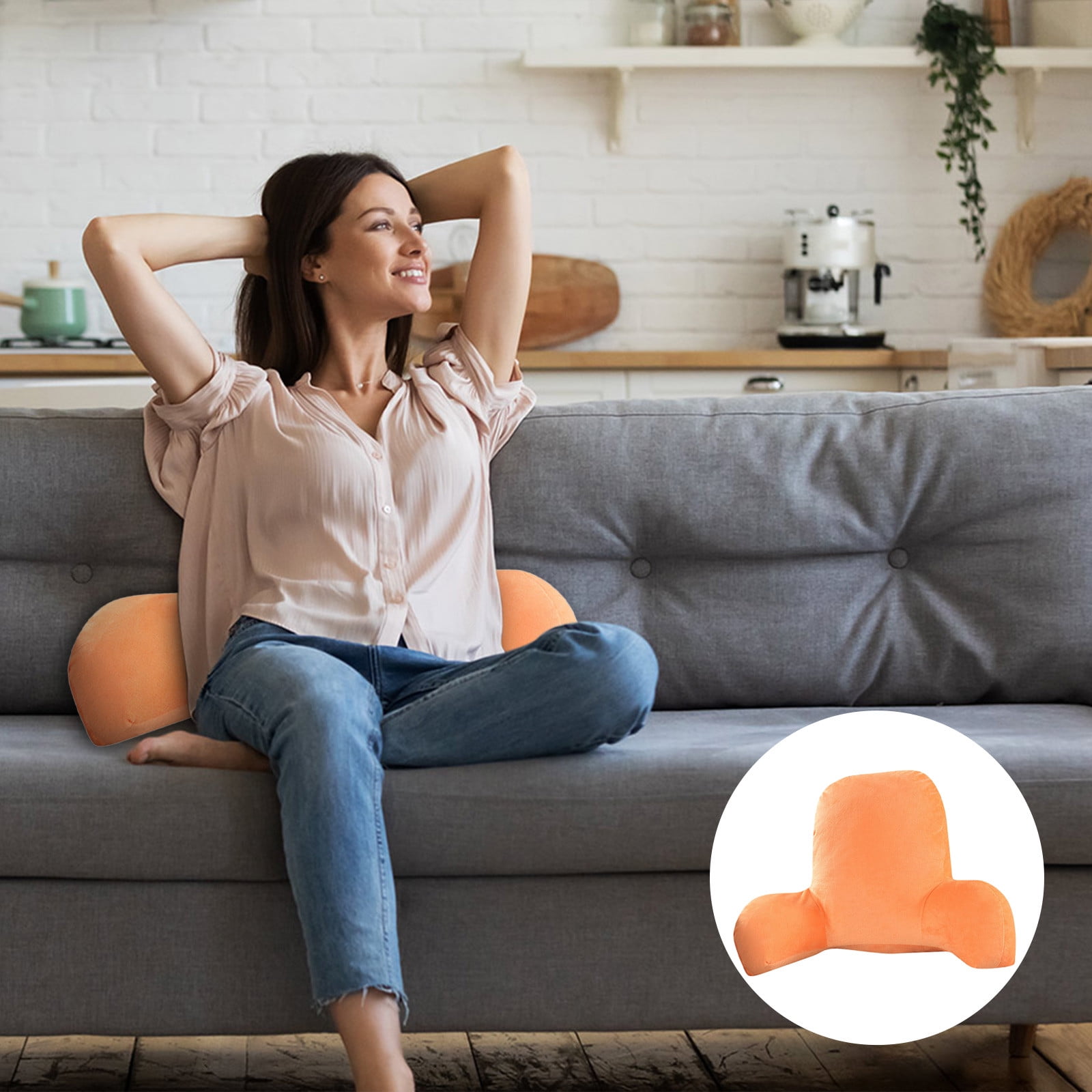 Plush Big Backrest Reading Pillow Lumbar Support Chair Cushion With