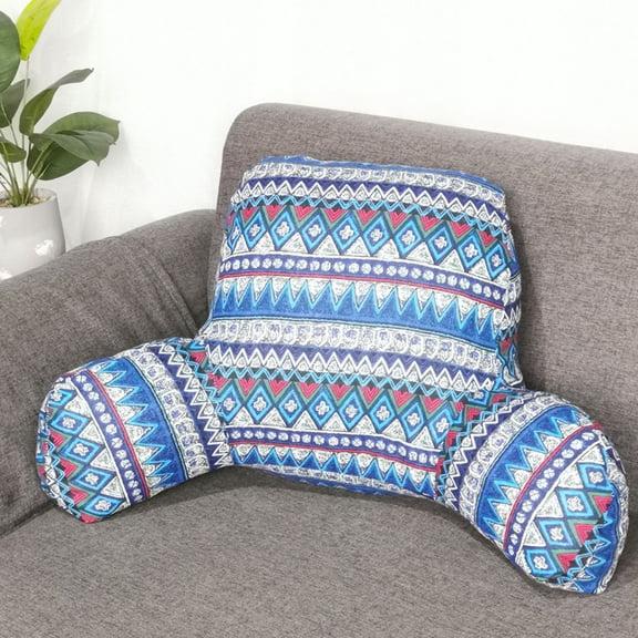 Plush Big Backrest Reading Rest Lumbar Support Chair Cushion With Arms, Linen Material & Pp Cotton Filling, For Reading Relaxing Office Home Use - 20.5X15X8 Inch Size, Picture