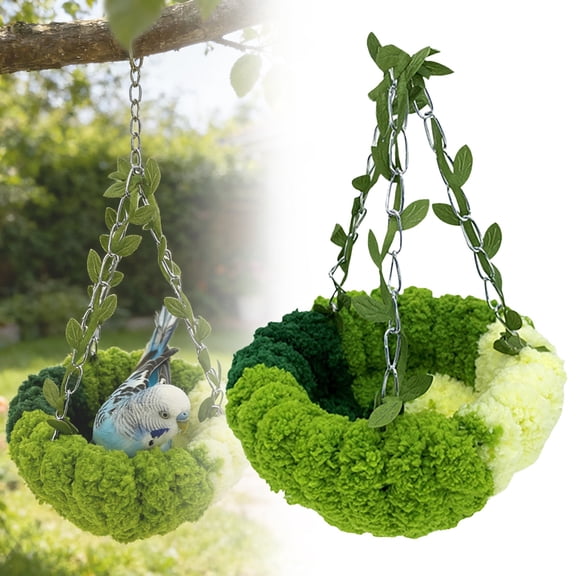 Plush Bird Nest Bed Hanging Swing For Cage Warm Sleeping Nest For Parrot Hamster & Ferret Cozy Bird Cage Accessories Small Pet Bed