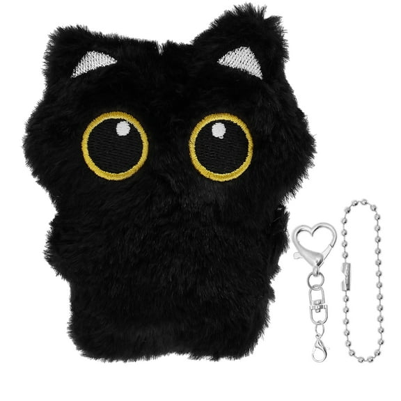 Plush Black Cat Shape Bag Charm Lightweight Unique Black Cat Style Keychain Accessories for Handbag Backpack Purse