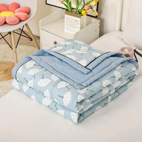 Plush Blanket - Friendly Plain Printed Washed Summer Quilt Ventilation Quilt