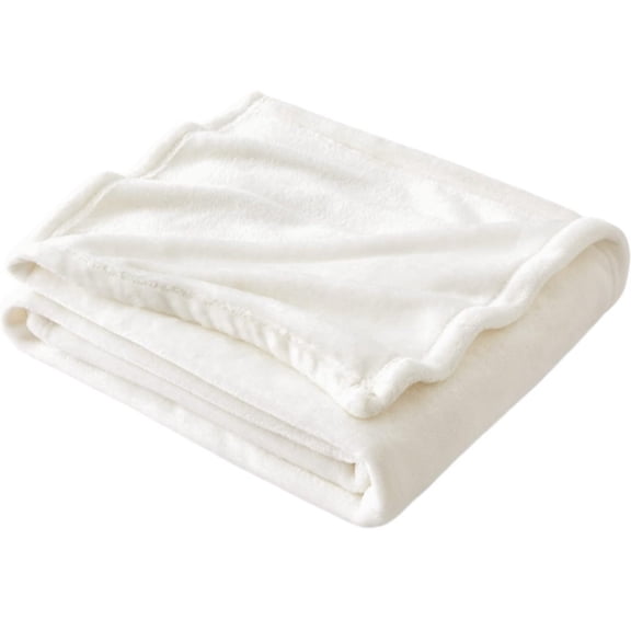 Plush Blanket Super Soft Cozy Throw Blanket, Anti Static Microfiber Blanket,Lightweight Fuzzy Comfy Solid Color Flannel Blanket Warm Plush Throw Blankets for Couch, Sofa, Bed(White 70x100cm)
