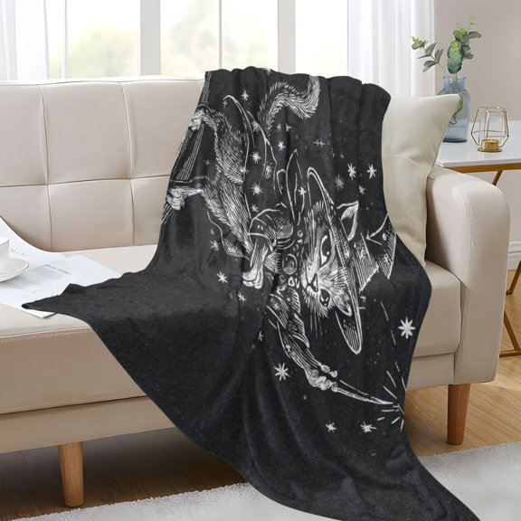 Plush Blankets Soft Glowing Throw Soft Cozy Blankets For Couch Bed Travel Office Camping An Adorable Cat