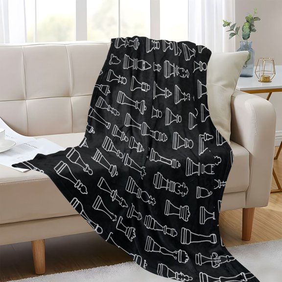 Plush Blankets Soft Glowing Throw Soft Cozy Blankets For Couch Bed Travel Office Camping Chess Piece Pattern