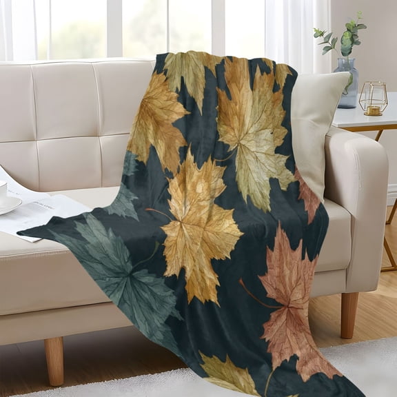 Plush Blankets Soft Glowing Throw Soft Cozy Blankets For Couch Bed Travel Office Camping Maple Leaves Vector