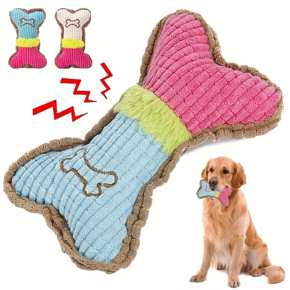 Plush Bone Chew Toy for Cats & Dogs – Soft Squeaky Pet Toy with Built-in Sound, Durable Short-Luxury Fabric, Fun for Biting, Scratching & Boredom Relief – Easy to Clean, Multicolor